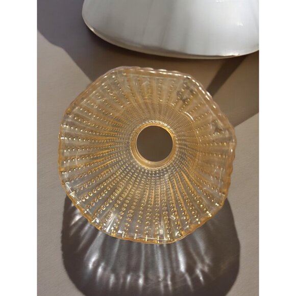 Vintage Iridescent Amber Beaded Replacement Light Shade Globe 2.25" Fitter - Picture 2 of 7